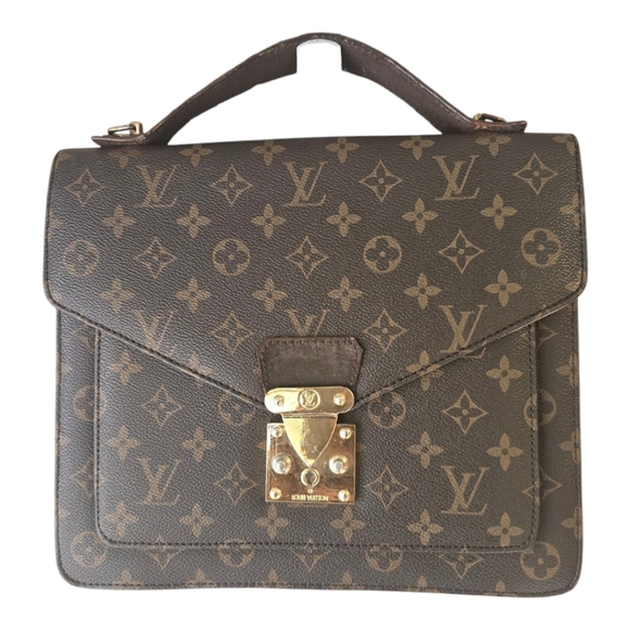 $1700 Louis Vuitton Monogram Monceau 28 Handbag Unisex Brown Small Leather - Picture 2 of 15